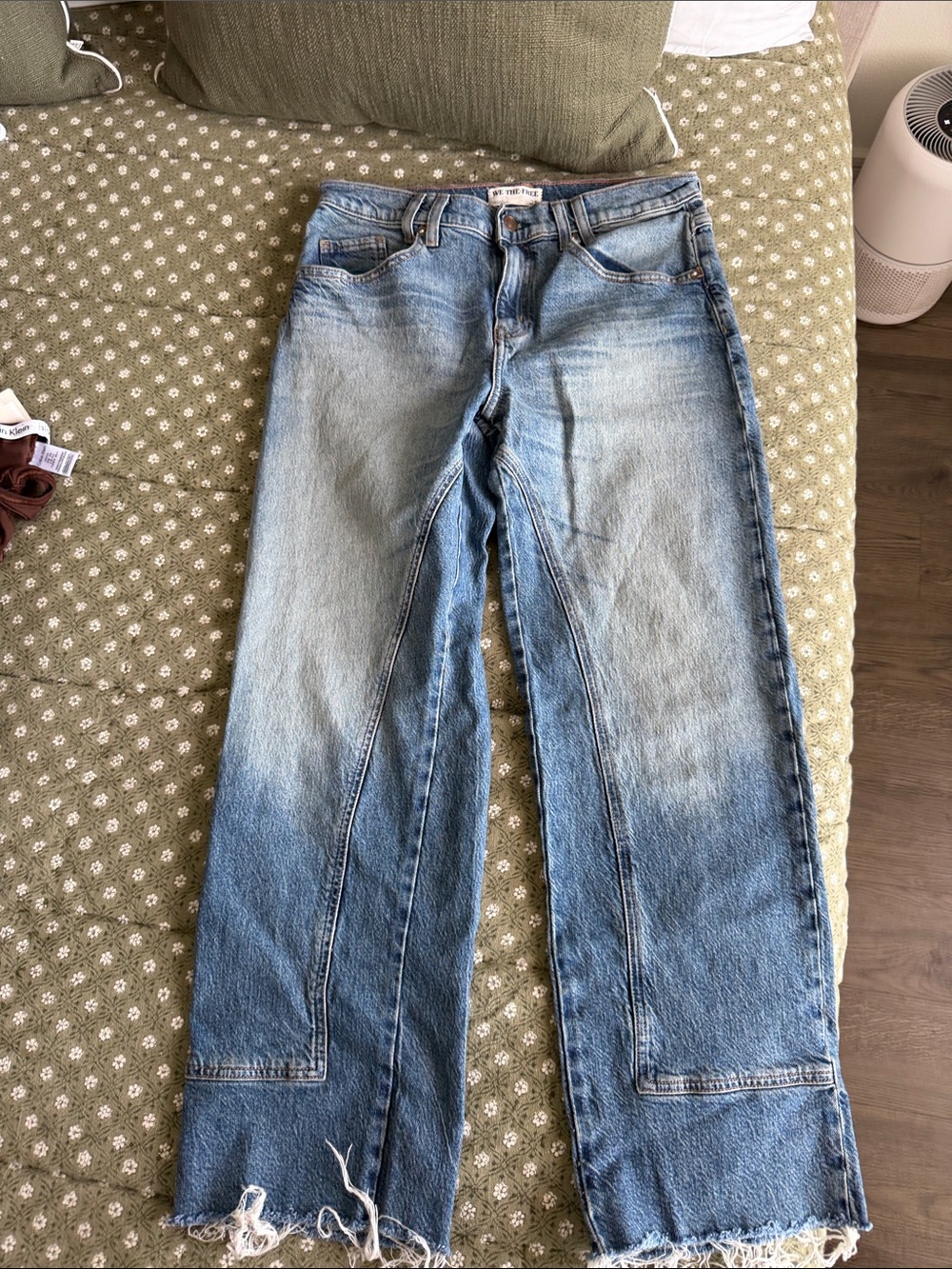 Women’s FP Light Blue Two-Tone Wide Leg Jeans